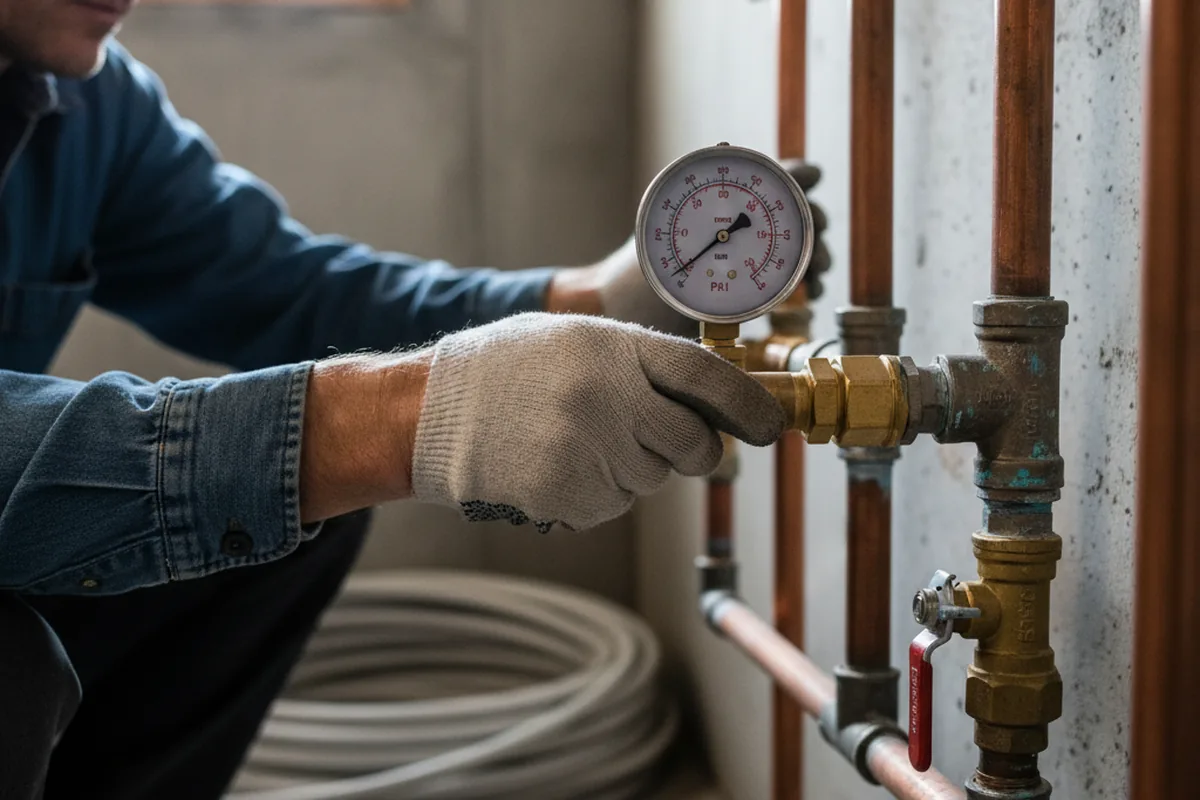 Pressure testing a repaired line during Water Line Repair in Mont Vernon